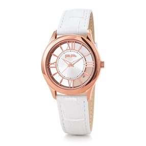 Time Illusion Medium Case Leather Watch-